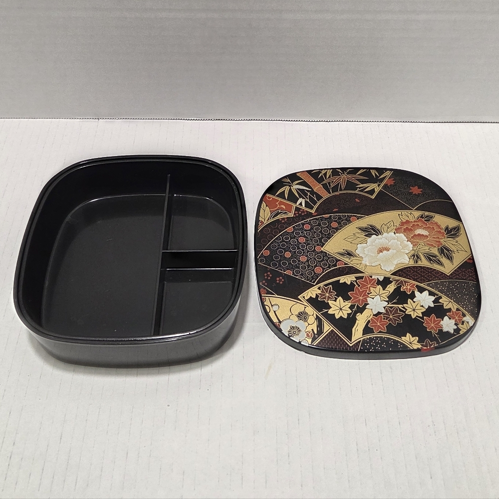 Yamanaka Japan Vintage Floral Fan Laquerware Bento Box - Picture 11 of 14